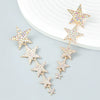 Alloy Multilayer Rhinestone Studded Fivepointed Star Long Earrings For Girls With Geometric Design And Diamond Treatment
