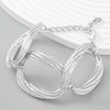 Alloy Multilayer Striped Groove Oval Women's Retro Hiphop Geometric Electroplated Bracelet