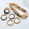 Alloy Multilayered Elastic Necklace And Bracelet Set Geometric Style With Cross Crown And Roman Numerals Pattern Electroplated