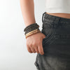 Alloy Multilayered Elastic Necklace And Bracelet Set Geometric Style With Cross Crown And Roman Numerals Pattern Electroplated