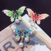 Alloy Natural Freshwater Pearl Enamel Butterfly Brooch Electroplated Women's Wholesale