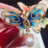Alloy Natural Freshwater Pearl Enamel Butterfly Brooch Electroplated Women's Wholesale