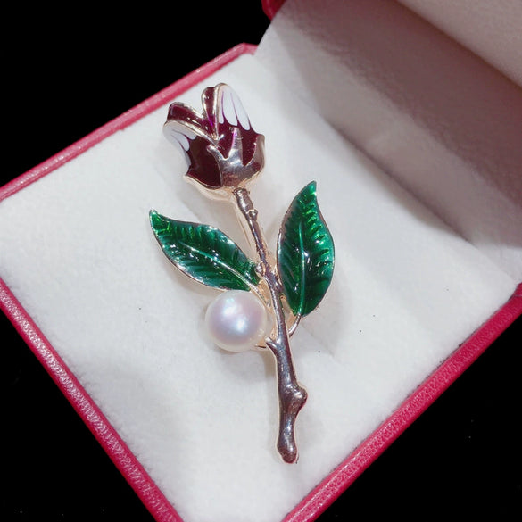 Alloy Natural Freshwater Pearl Flower Brooch Electroplated Fashion Ol Women's Decoration