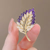 Alloy Natural Plant Leaves Women's Electroplated Amethyst Brooch Luxury Clothes Accessory