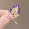 Alloy Natural Plant Leaves Women's Electroplated Amethyst Brooch Luxury Clothes Accessory