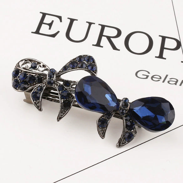 Alloy Natural Style Diamond Black Bow Hairpin Women's Hair Accessories