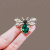 Alloy Natural Style Green Crystal Bee Brooch For Women Electroplated