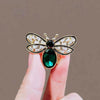 Alloy Natural Style Green Crystal Bee Brooch For Women Electroplated