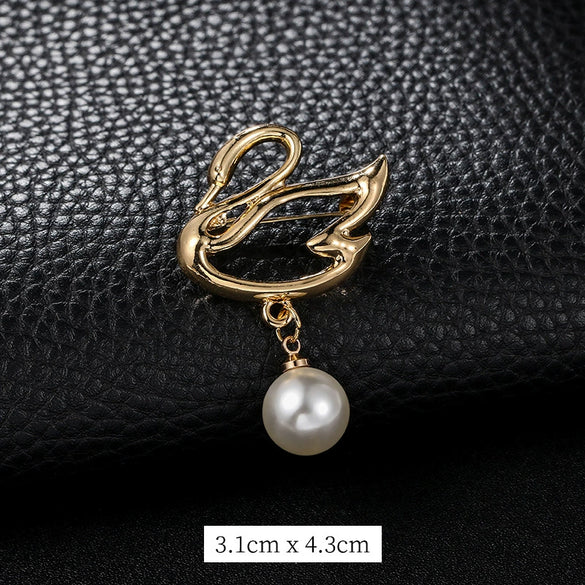 Alloy Natural Style Swan And Flower Brooch Buckle With Electroplating