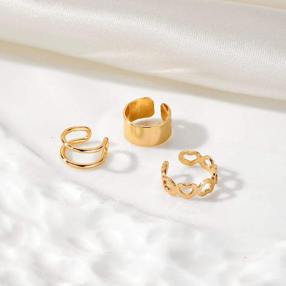 Alloy Nonpierced Ear Clips Sweet Style Geometric Heart Electroplated For Women And Men