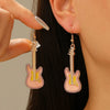 Alloy Oil Drop Diamond Guitar Earrings Punk Style Electroplated Women's