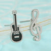 Alloy Oil Drop Diamond Guitar Earrings Punk Style Electroplated Women's