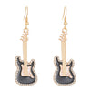 Alloy Oil Drop Diamond Guitar Earrings Punk Style Electroplated Women's