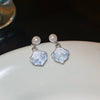 Alloy Oildrip Pearl Butterfly Flower Earrings For Women Light Luxury Style