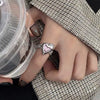 Alloy Open Ring Inlaid With Pink Zircon Geometric Style Electroplated Unisex