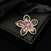 Alloy Openwork Rhinestone Flower Brooch Electroplated Women's And Unisex Corsage Accessory Scarf Buckle Antiexposure Pin