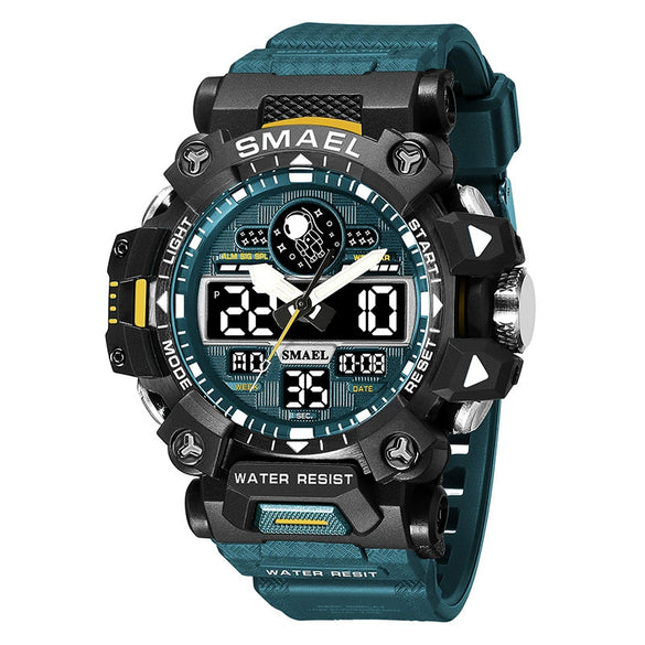 Alloy Outdoor Sports Watch For Men With Plexiglass Mirror Pu Strap Round Dial Waterproof Electronic