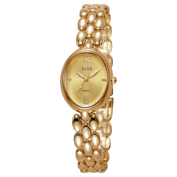 Alloy Oval Dial Women's Quartz Watch With Alloy Bracelet And Single Folding Buckle Fashion Style