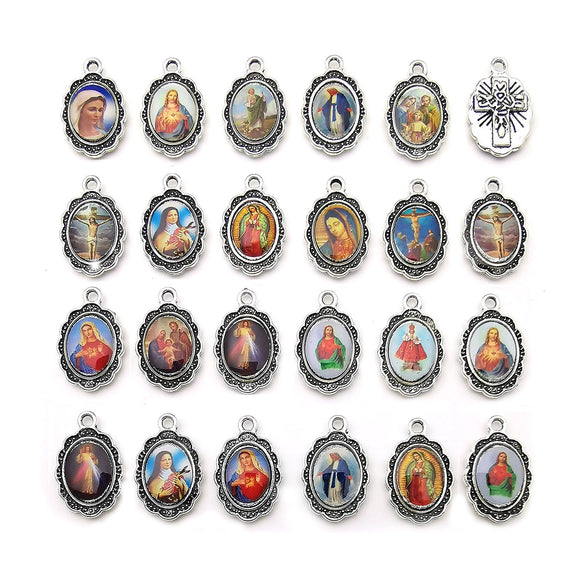 Alloy Oval Threehole Cross Pendant Jewelry Accessories Ancient Silver Retro Electroplating Style