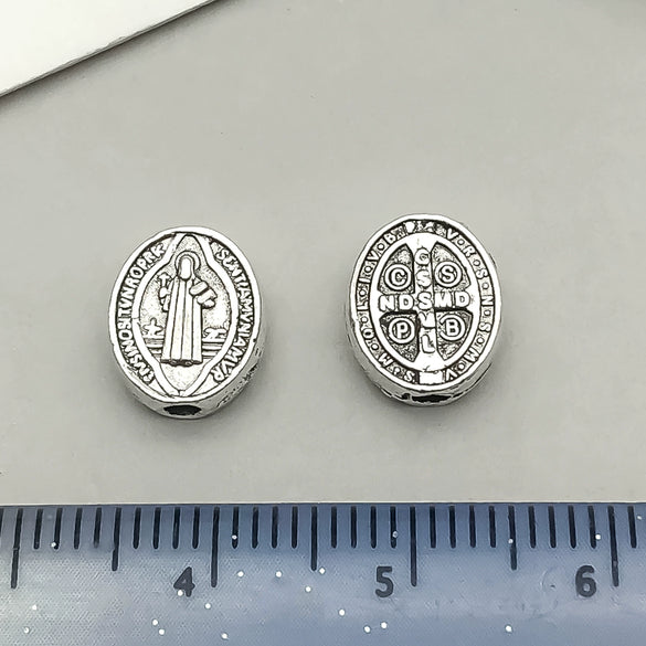 Alloy Oval Threehole Cross Pendant Jewelry Accessories Ancient Silver Retro Electroplating Style