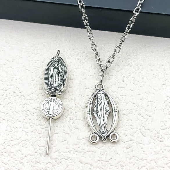 Alloy Oval Threehole Cross Pendant Jewelry Accessories Ancient Silver Retro Electroplating Style