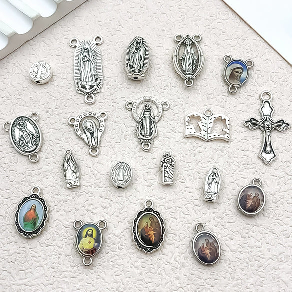 Alloy Oval Threehole Cross Pendant Jewelry Accessories Ancient Silver Retro Electroplating Style