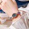 Alloy Oval Wheat Bracelet Style Ladies Watch With Explosive Violet Petals Light Luxury Design And Pull Rope Buckle