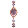 Alloy Oval Wheat Bracelet Style Ladies Watch With Explosive Violet Petals Light Luxury Design And Pull Rope Buckle