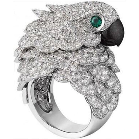 Alloy Owl Diamond Ring Electroplated Hand Jewelry For Women
