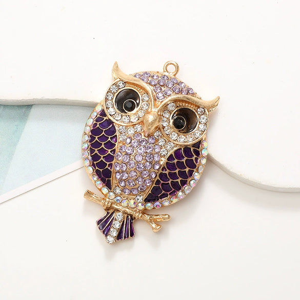 Alloy Owl Rhinestone Animal Air Outlet Jewelry Accessories Pendant With Electroplating