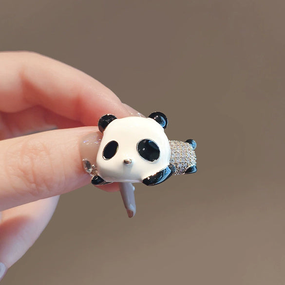 Alloy Panda Brooch Natural Animals Style Electroplating Treatment Ladies Accessories