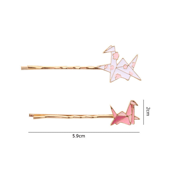 Alloy Paper Crane Hairpin Side Clip For Women Sweet Style Electroplated Headwear