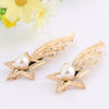 Alloy Pearl Bow Hairpin Gold Inlaid Women's Hair Accessory Duckbill Clip Ribbon Design