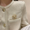 Alloy Pearl Camellia Flowers Brooch Electroplated For Women