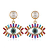 Alloy Pearl Exaggerated Devil's Eye Women's Diamond Earrings