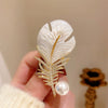 Alloy Pearl Feather Women's Highend Brooch With Flower Pattern And Electroplating Treatment