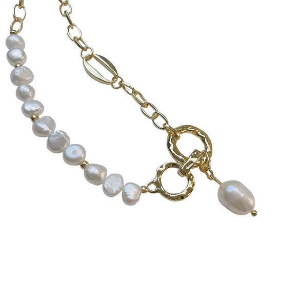 Alloy Pearl Flower Pendant Necklace For Women With Micro Inlay And Ball Chain Young Fashionable And Temperamental Geometric Styling For Autumn And Winter