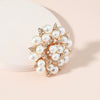Alloy Pearl Flower Ring Elegant And Exaggerated Unisex Diamondencrusted Open Design