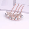 Alloy Pearl Fourtooth Hair Comb With Rhinestone Bow Women's Hair Accessories Electroplated