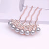 Alloy Pearl Fourtooth Hair Comb With Rhinestone Bow Women's Hair Accessories Electroplated