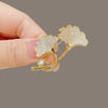 Alloy Pearl Ginkgo Leaf Brooch Electroplated Women's Natural Style Suit Coat Pin Accessories
