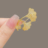 Alloy Pearl Ginkgo Leaf Brooch Electroplated Women's Natural Style Suit Coat Pin Accessories