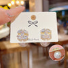 Alloy Pearl Inlaid Diamond Geometric Earrings For Women With Zirconia And Light Luxury Style