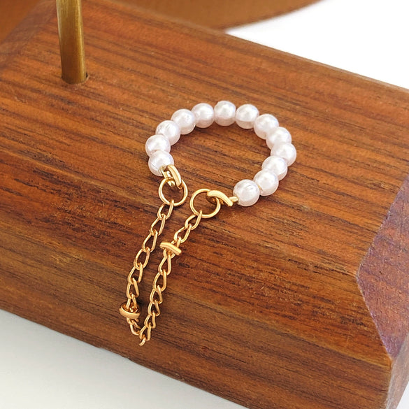 Alloy Pearl Inlaid Geometric Style Tassel Ear Clips For Women