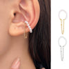 Alloy Pearl Inlaid Geometric Style Tassel Ear Clips For Women
