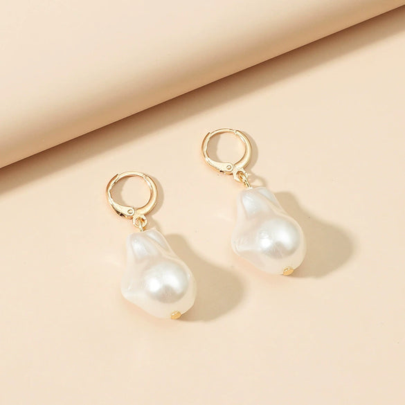 Alloy Pearl Inlaid Specialshaped Earrings Retro Elegant Style