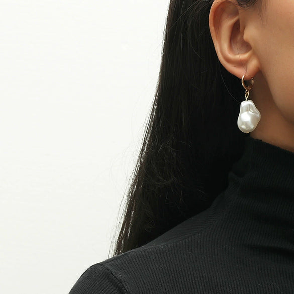 Alloy Pearl Inlaid Specialshaped Earrings Retro Elegant Style