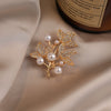 Alloy Pearl Leaf Rhinestone Antiglare Buckle Flower Brooch Electroplated Women's Minimalist Luxury Accessory
