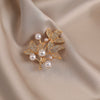 Alloy Pearl Leaf Rhinestone Antiglare Buckle Flower Brooch Electroplated Women's Minimalist Luxury Accessory