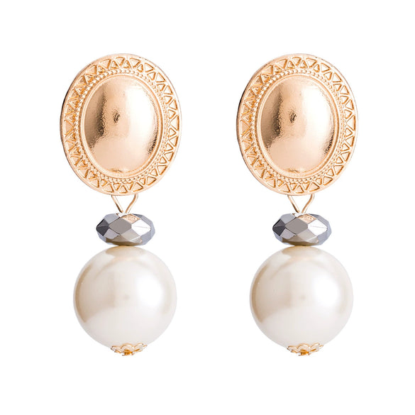 Alloy Pearl Metal Earrings Geometric Fashion Retro Style